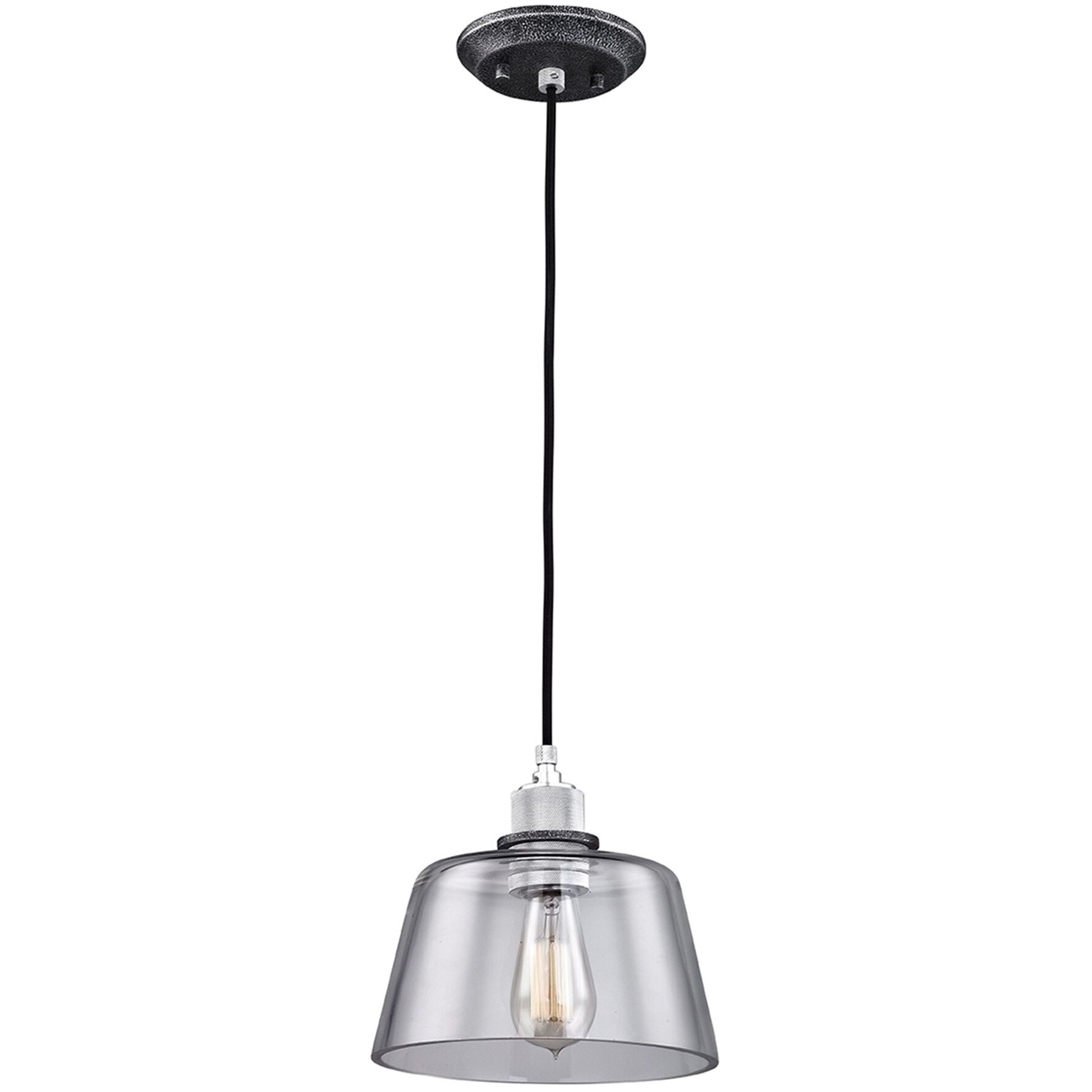 Audiophile 1 Light 9.5 inch Old Silver Polished Aluminum Pendant Ceiling Light, Clear Glass