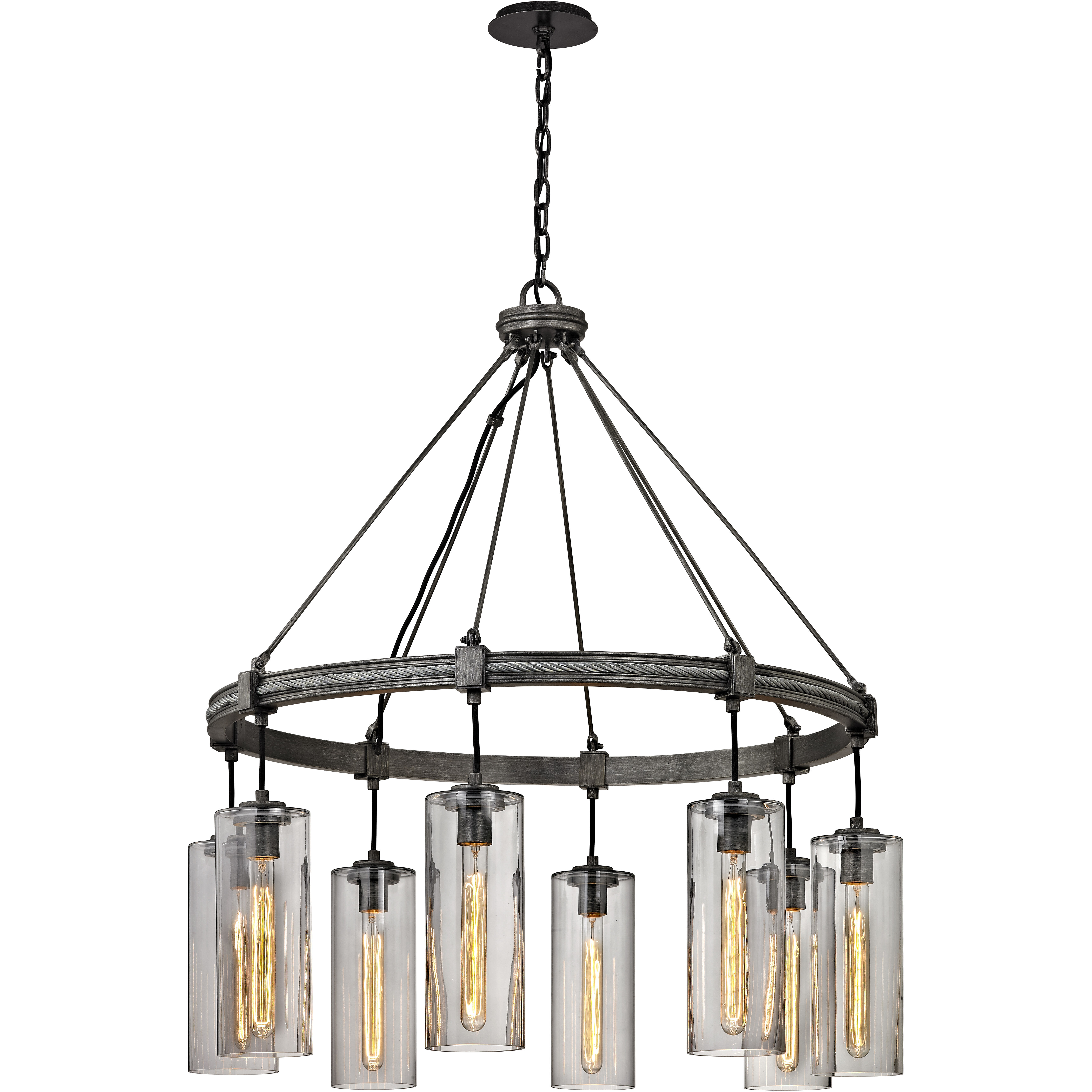 Union Square 8 Light 36 inch Graphite Chandelier Ceiling Light, Smoke Glass