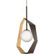 Origami 1 Light 16.5 inch Bronze with Gold Leaf Pendant Ceiling Light
