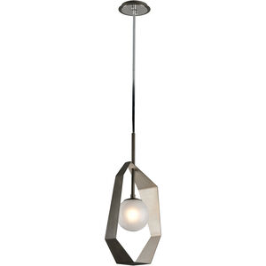 Origami LED 6 inch Graphite With Silver Leaf Pendant Ceiling Light, Frosted Clear Glass