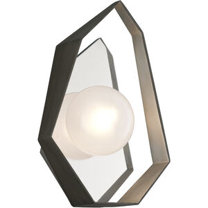Origami LED 9 inch Graphite With Silver Leaf Wall Sconce Wall Light, Frosted Clear Glass