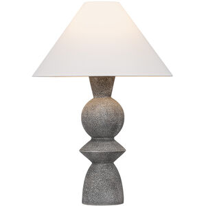 Cyrah 28.5 inch 15.00 watt Patina Brass/Ceramic Lunar Grey Table Lamp Portable Light