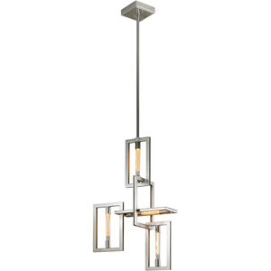 Enigma 4 Light 24 inch Silver Leaf W Stainless Accent Chandelier Ceiling Light