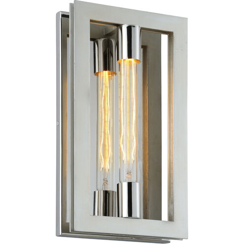 Enigma 1 Light 8 inch Silver Leaf W Stainless Accent ADA Wall Sconce Wall Light