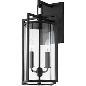 Percy 2 Light 18 inch Textured Black Outdoor Wall Sconce