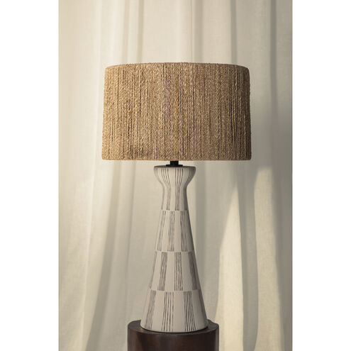 Palma 30 inch 15.00 watt Patina Brass/Ceramic Graphic White Table Lamp Portable Light