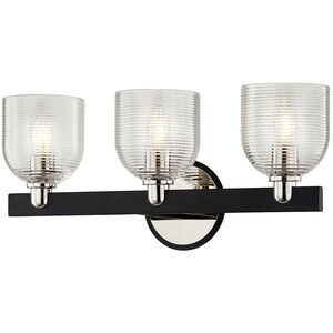 Munich 3 Light 19 inch Carbide Black and Polished Nickel Bath And Vanity Wall Light
