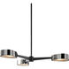 Allisio 3 Light 35.5 inch Textured Black and Black Chrome Chandelier Ceiling Light
