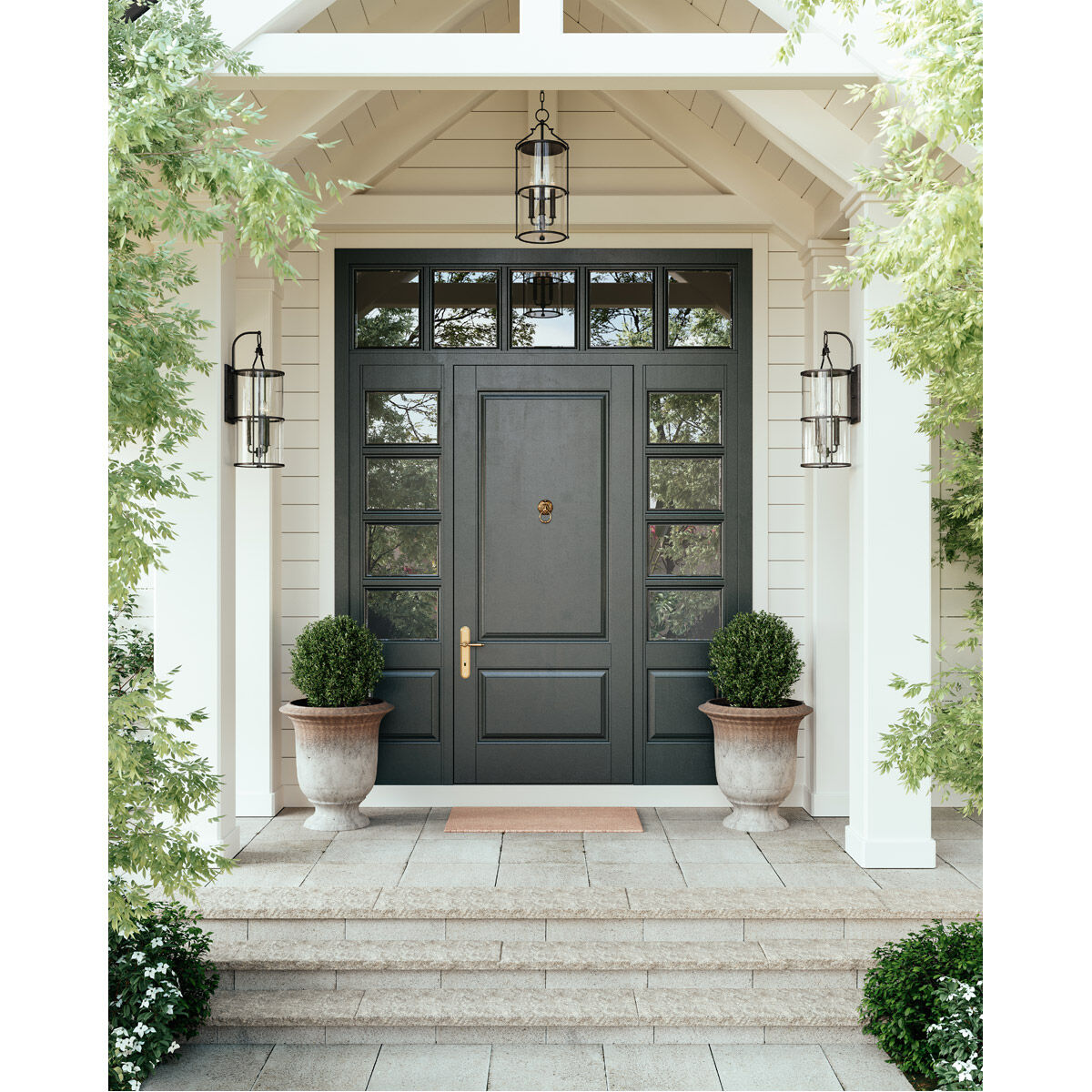 Burbank 3 Light 25 inch Texture Black Outdoor Wall Sconce in Textured Black