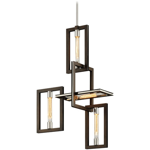Enigma 4 Light 23.75 inch Bronze With Polished Stainless Chandelier Ceiling Light