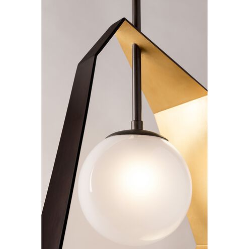 Origami LED 12 inch Bronze With Gold Leaf Chandelier Ceiling Light, Frosted Clear Glass