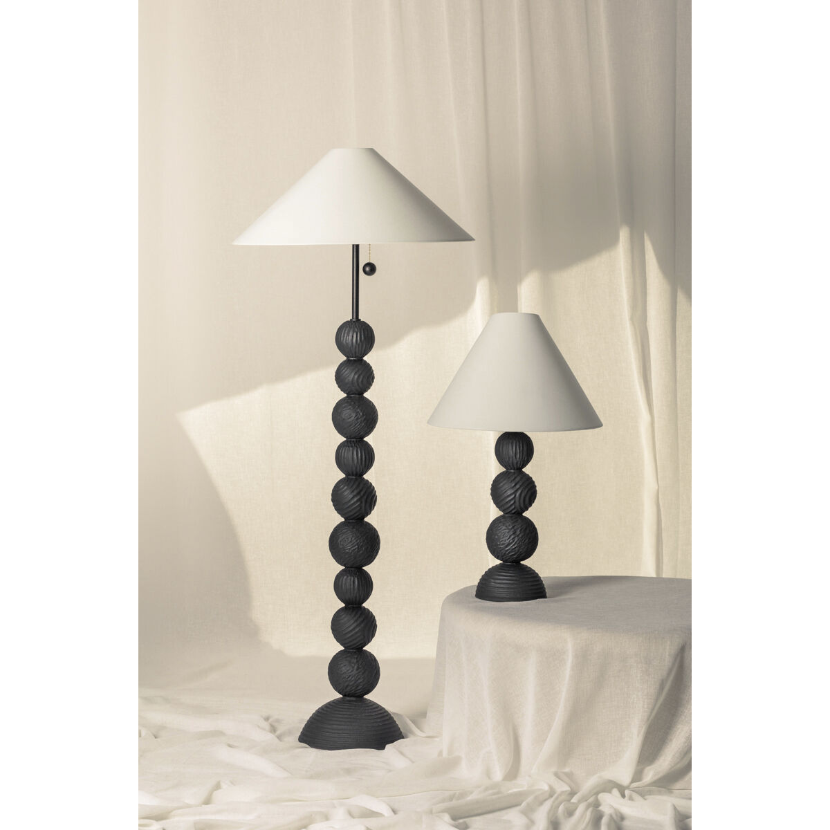 Miela 64 inch 15.00 watt Forged Iron/Ceramic Black Motif Table Lamp Portable Light