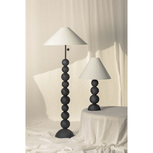 Miela 30 inch 15.00 watt Forged Iron/Ceramic Black Motif Table Lamp Portable Light