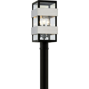 Dana Point 3 Light 18 inch Black With Brushed Stainless Post