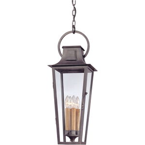 Parisian Square 4 Light 10 inch Aged Pewter Outdoor Pendant