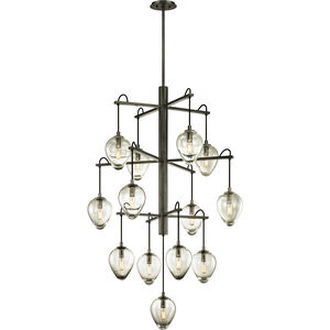 Brixton 13 Light 36 inch Gun Metal With Smoked Chrome Chandelier Ceiling Light