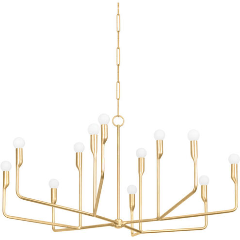 Norman 12 Light 42 inch Vintage Gold Leaf Chandelier Ceiling Light