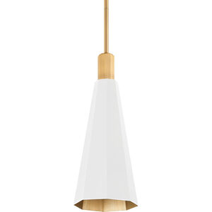Huntley 1 Light 7.75 inch Patina Brass/Soft White Outdoor Pendant