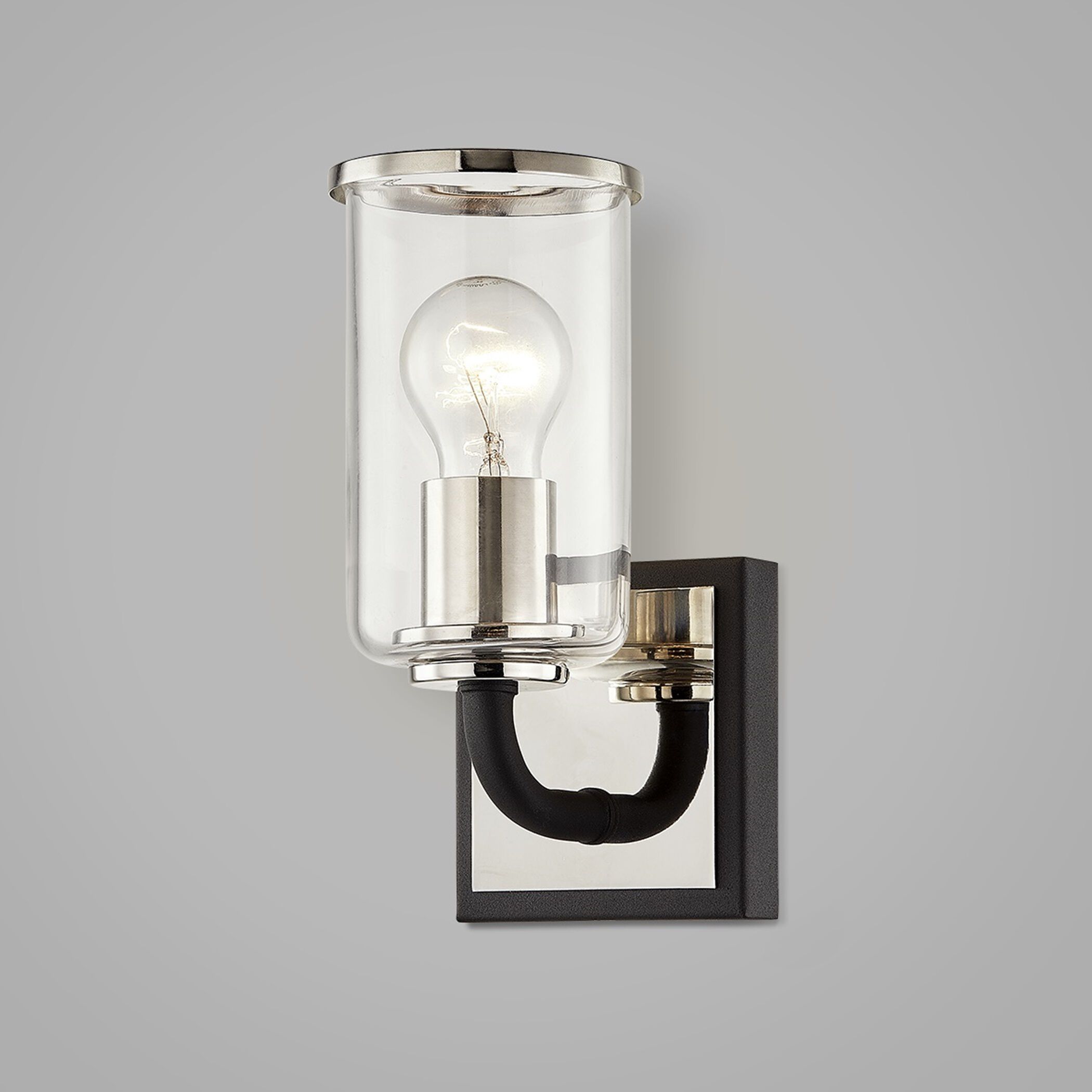 Aeon 1 Light 5 inch Carbide Black and Polished Nickel Bath And Vanity Wall Light