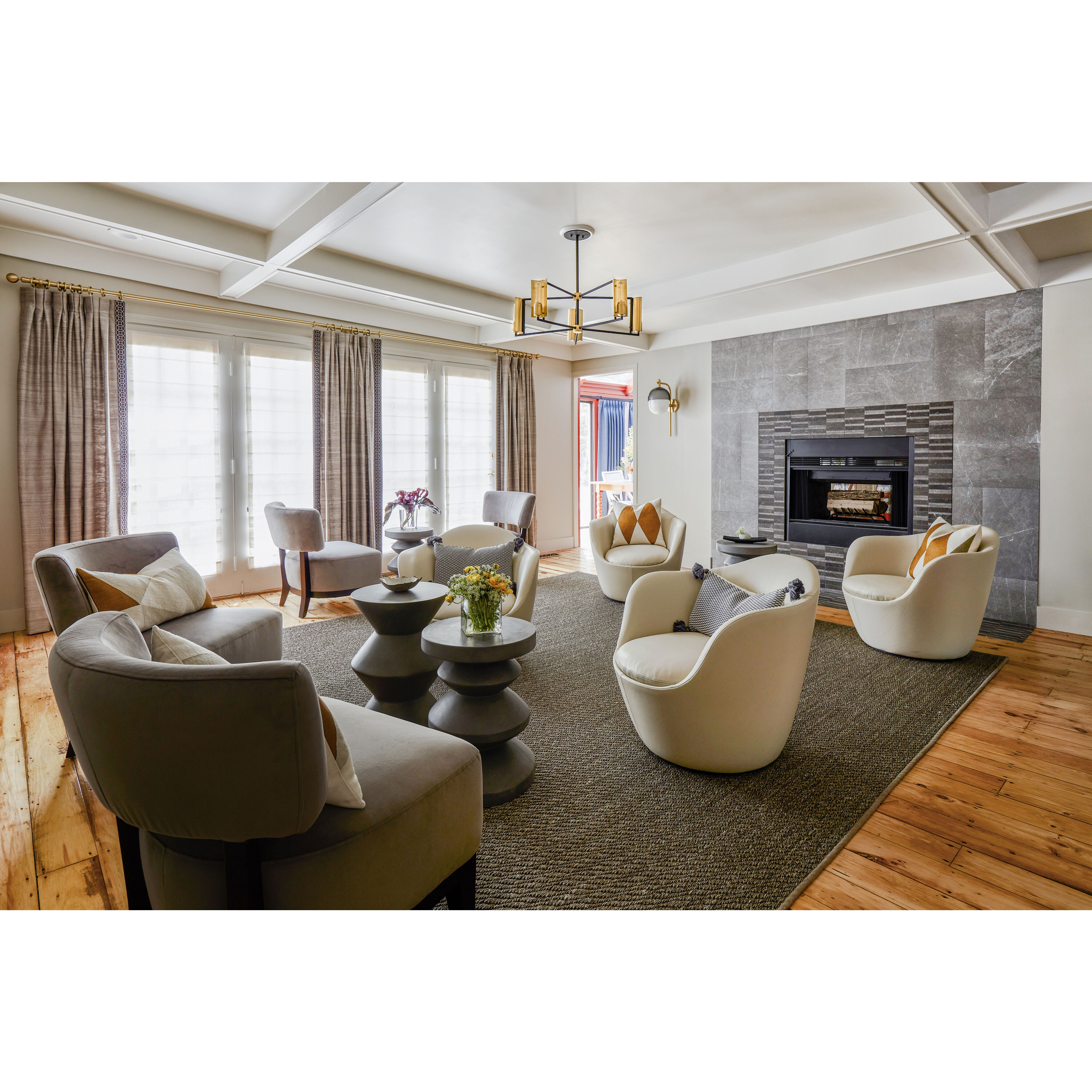 Emerson 5 Light 32 inch Soft Off Black and Brushed Brass Chandelier Ceiling Light