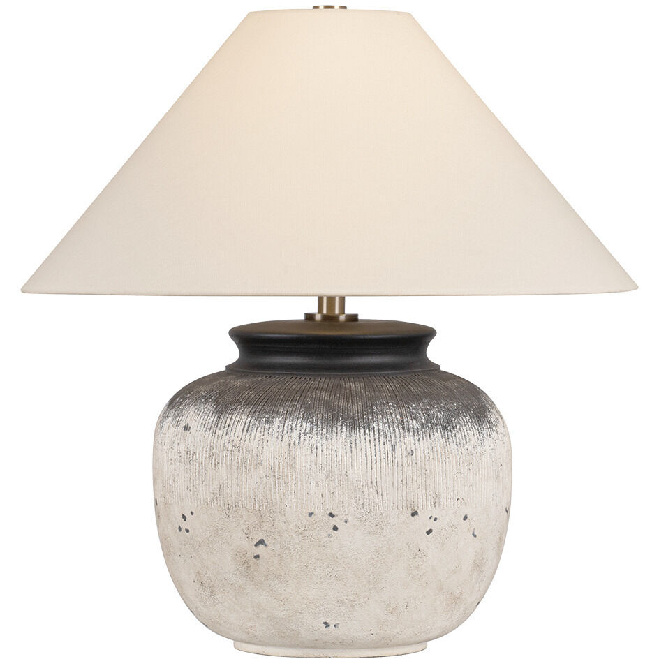 Unearthed 23 inch 15.00 watt Patina Brass/Ceramic Flamed White Table Lamp Portable Light