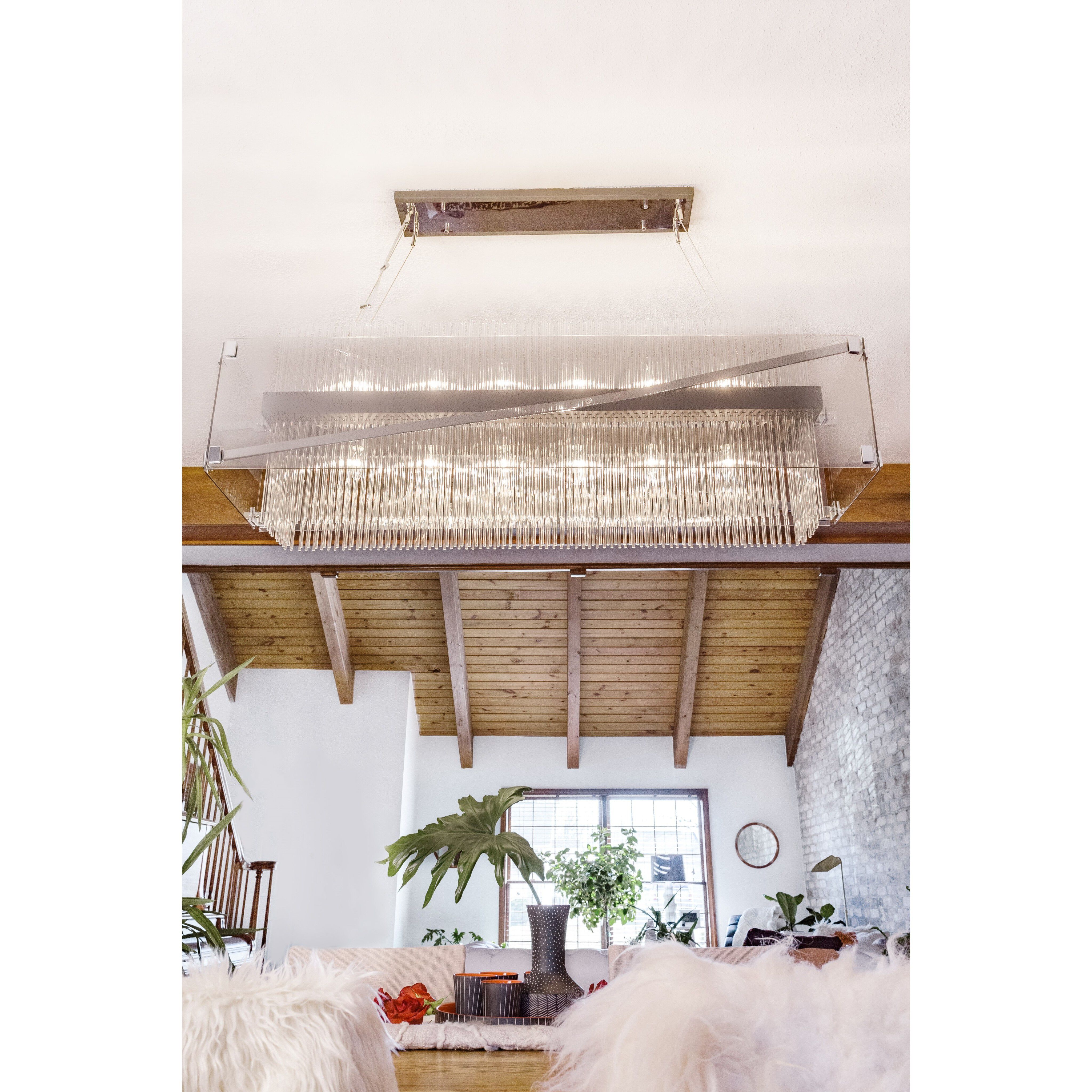 Apollo 12 Light 49.75 inch Dark Bronze Polished Chrome Linear Ceiling Light, Smoked and Clear Glass