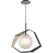 Origami LED 24.25 inch Graphite With Silver Leaf Chandelier Ceiling Light, Frosted Clear Glass