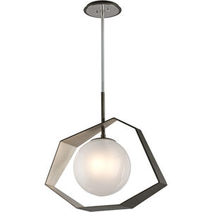 Origami LED 24.25 inch Graphite With Silver Leaf Chandelier Ceiling Light, Frosted Clear Glass