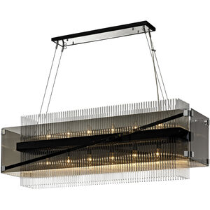 Apollo 12 Light 50 inch Dark Bronze Polished Chrome Linear Ceiling Light, Smoked and Clear Glass