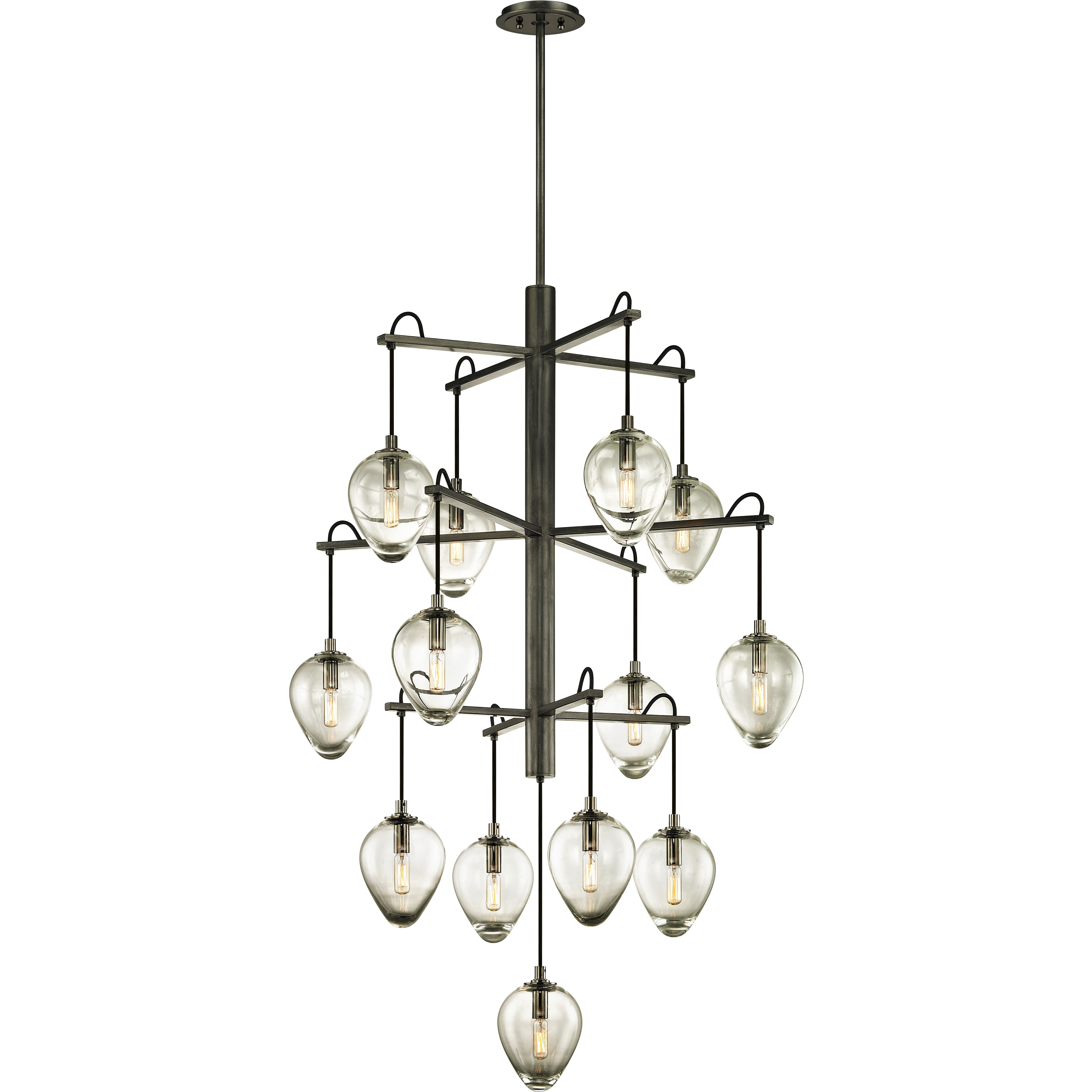 Troy Lighting F6208-GRA/BCR Brixton 13 Light 36 inch Gun Metal With Smoked  Chrome Chandelier Ceiling Light