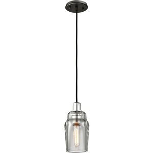 Citizen 1 Light 5 inch Graphite And Polished Nickel Pendant Ceiling Light, Clear Pressed Glass