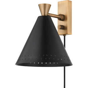 Arvin 8.75 inch 60.00 watt Patina Brass/Soft Black Plug-in Swivel Sconce Wall Light