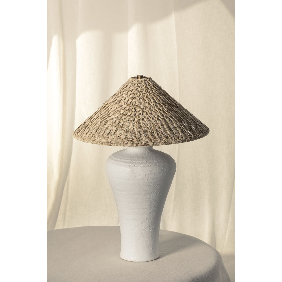 Pezante 30 inch 15.00 watt Patina Brass/Ceramic Loft White Table Lamp Portable Light