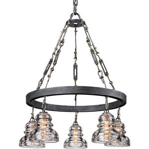 Menlo Park 5 Light 25.5 inch Old Silver Chandelier Ceiling Light