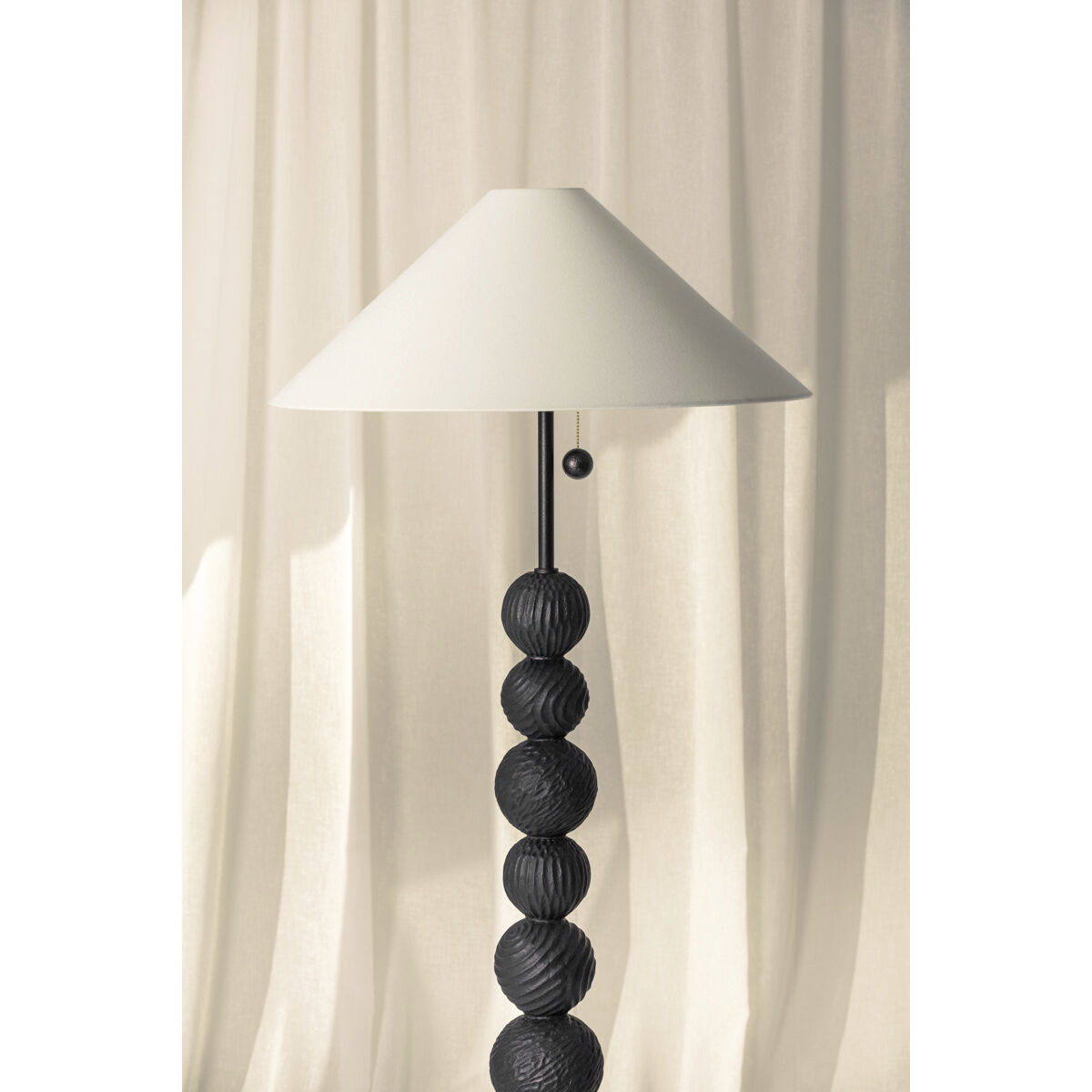 Miela 64 inch 15.00 watt Forged Iron/Ceramic Black Motif Table Lamp Portable Light