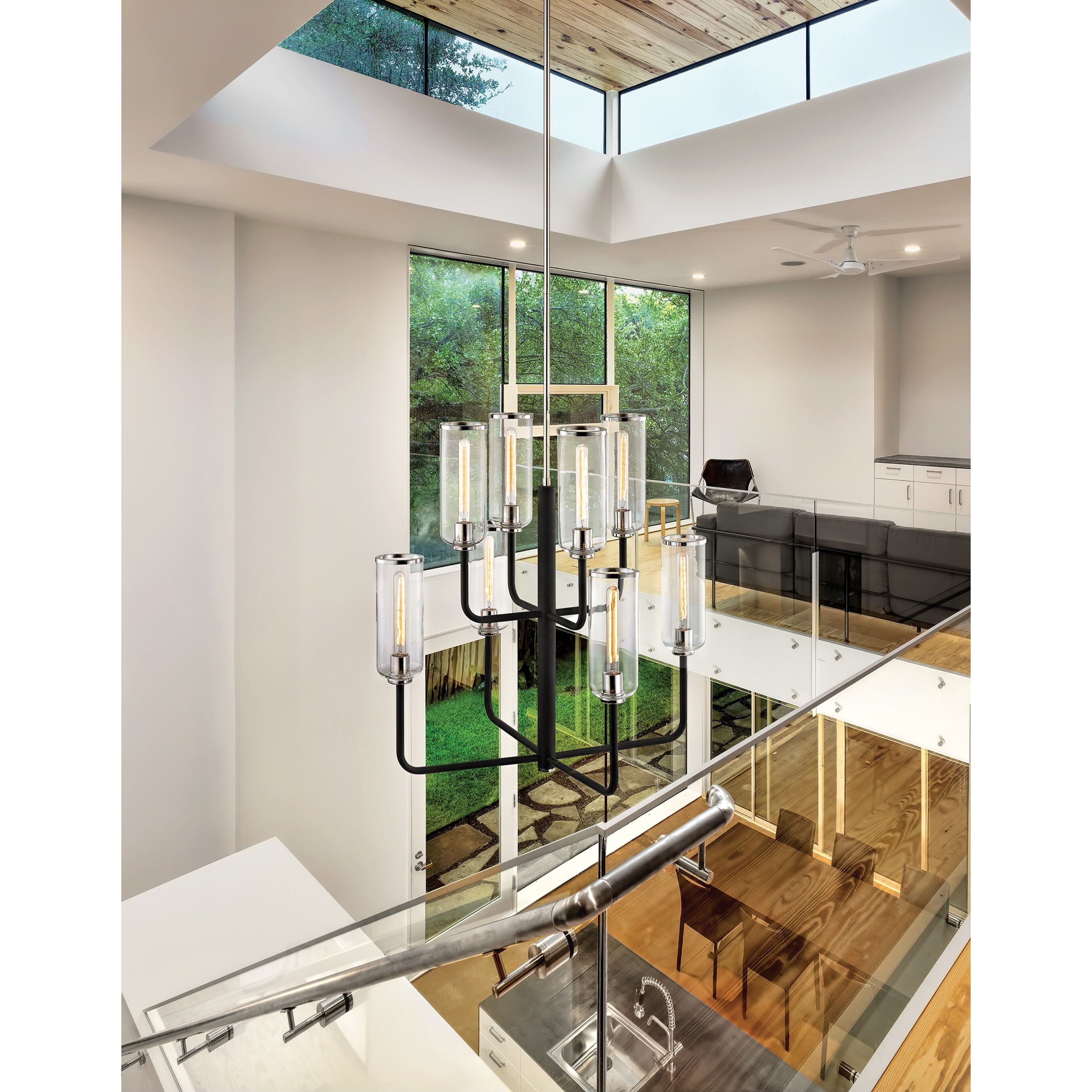 Aeon 8 Light 37 inch Carbide Black and Polished Nickel Chandelier Ceiling Light