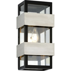 Dana Point 1 Light 12 inch Black With Brushed Stainless Outdoor Wall Sconce