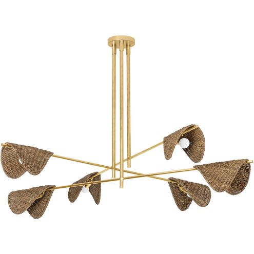 Barnaby 6 Light 60 inch Vintage Gold Leaf Chandelier Ceiling Light