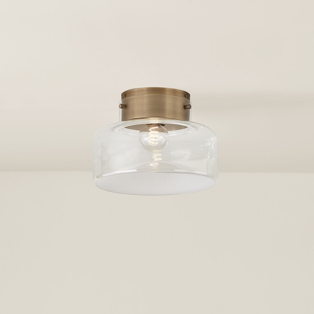Bellow 1 Light 13 inch Patina Brass Flush Mount Ceiling Light