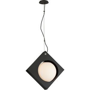 Conundrum LED 12 inch Textured Black Pendant Ceiling Light, Frosted White Glass