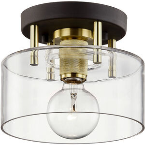 Bergamot Station 1 Light 8.5 inch Bronze/Brushed Brass Semi Flush Ceiling Light