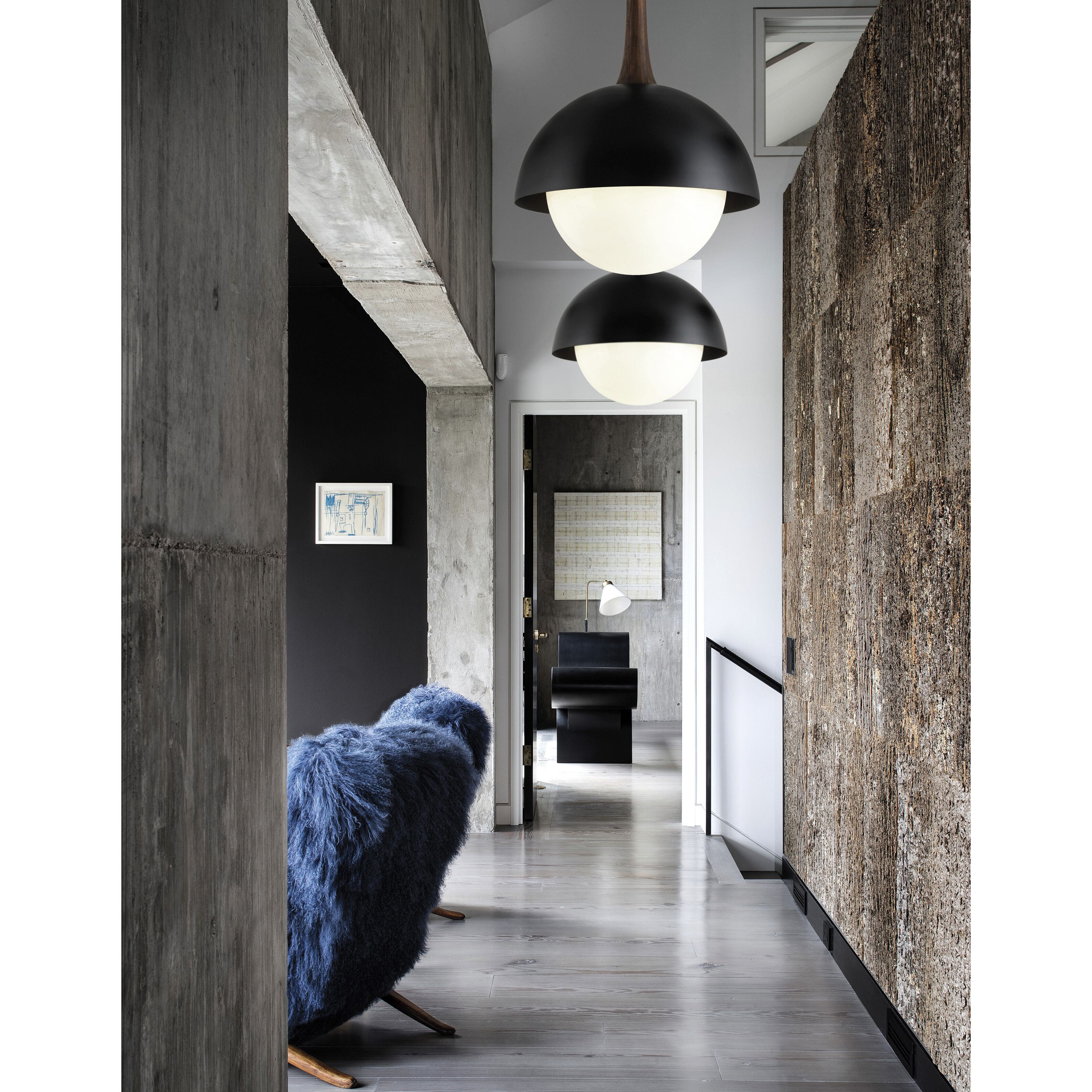 Cadet 1 Light 21 inch Black And Natural Acacia Pendant Ceiling Light