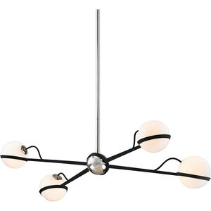 Ace 4 Light 49.5 inch Textured Black/Polished Nickel Linear Pendant Ceiling Light