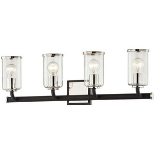 Aeon 4 Light 28 inch Carbide Black and Polished Nickel Bath And Vanity Wall Light