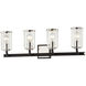 Aeon 4 Light 28 inch Carbide Black and Polished Nickel Bath And Vanity Wall Light