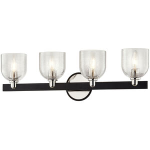 Munich 4 Light 27 inch Carbide Black and Polished Nickel Bath And Vanity Wall Light