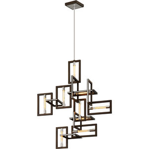 Enigma 9 Light 31 inch Bronze With Polished Stainless Chandelier Ceiling Light