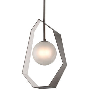 Origami 1 Light 12 inch Graphite/Silver Leaf/Stainless Steel Chandelier Ceiling Light