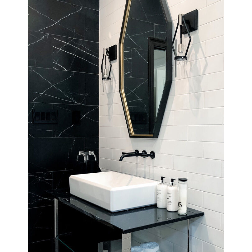 Raef 1 Light 7 inch Textured Black & Polish Nickel Wall Sconce Wall Light