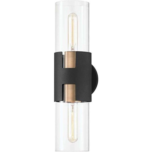 Amado 2 Light 5 inch Patina Brass/Texture Black Wall Sconce Wall Light in Patina Brass/Textured Black
